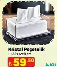 KRİSTAL PEÇETELİK 22X12X9 CM